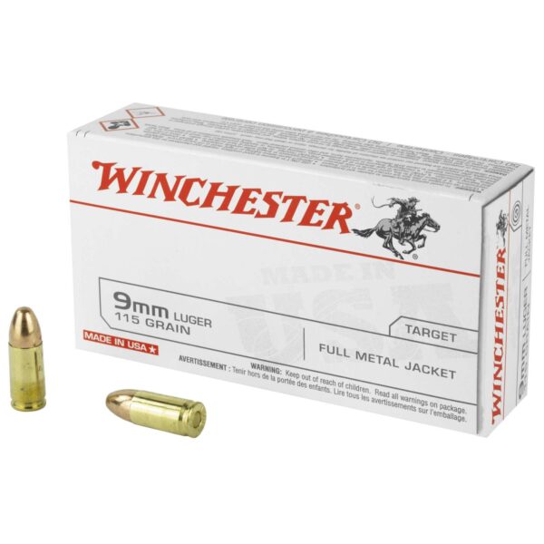 9MM Winchester USA Target Ammo 115gr FMJ 020892201989
