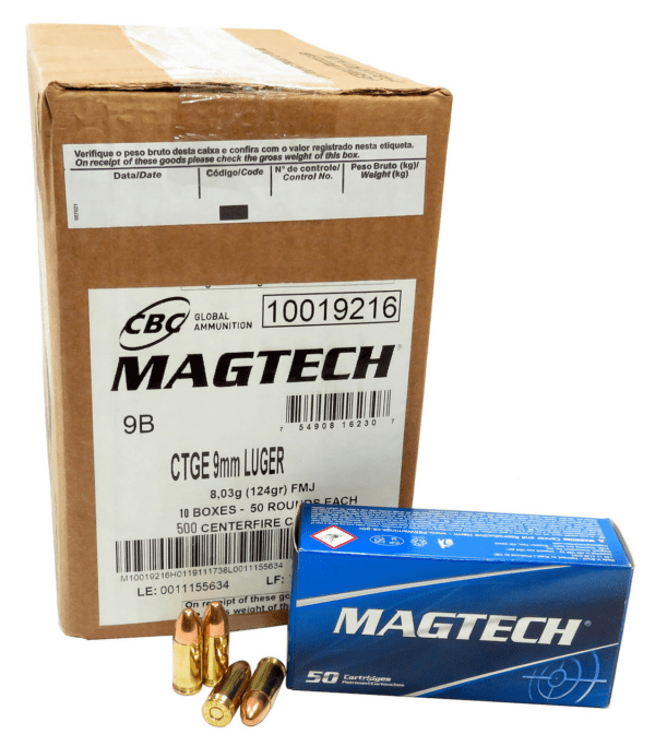 Magtech 9MM 124gr FMJ 500 rounds 10 boxes