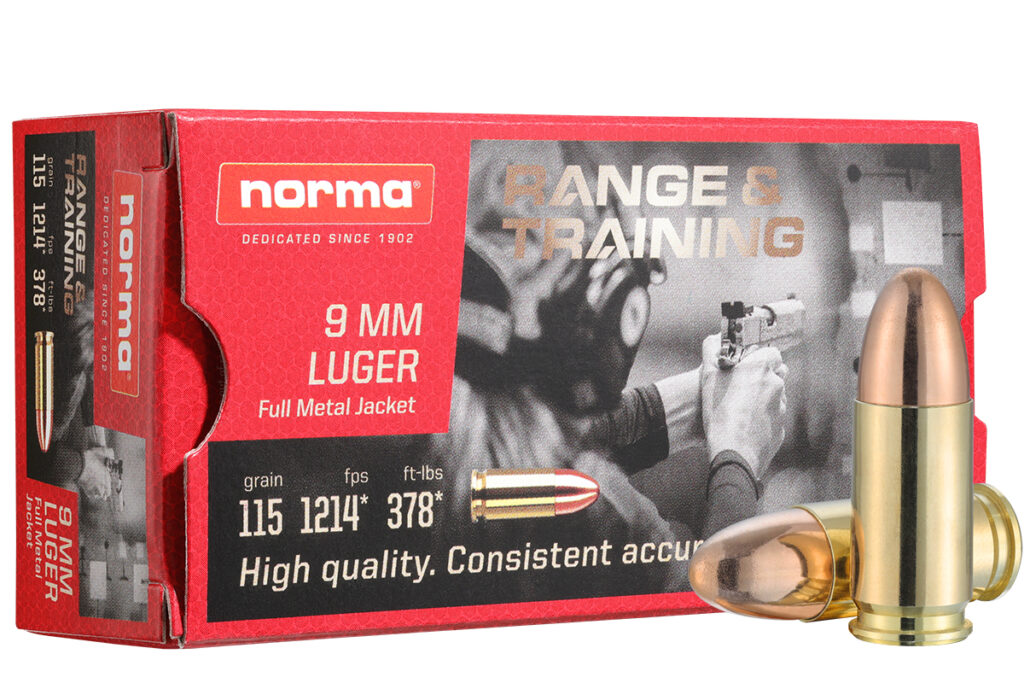 norma and training 9mm 115gr fmj 50 rounds 620240050