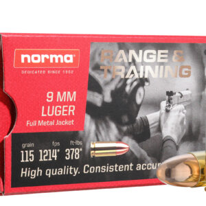 norma and training 9mm 115gr fmj 50 rounds 620240050