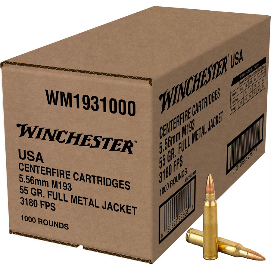 Winchester USA Lake City M193 Rifle Ammunition 5.56mm 55 gr. FMJ