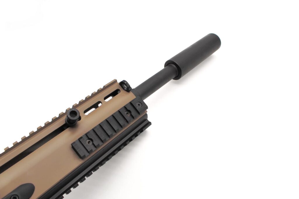 Photorealistic 8K close-up of the SR12's action and trigger group, demonstrating semi-automatic mechanism details