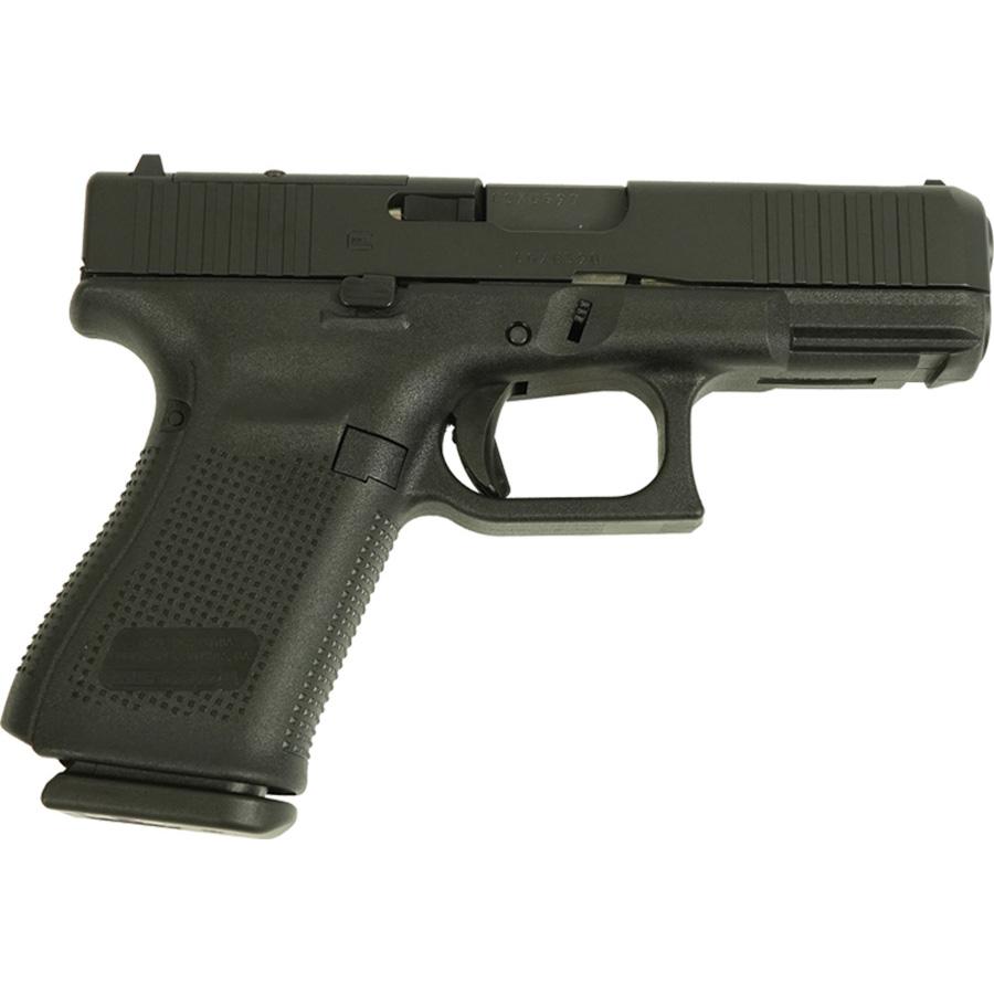 Photorealistic 8K studio image of a Glock V-Series Model 19 handgun with black Cerakote finish, optic-ready slide, and 4-inch ported barrel, centered on a premium gradient background, clean and high-contrast lighting to highlight details, conversion-optimized hero shot