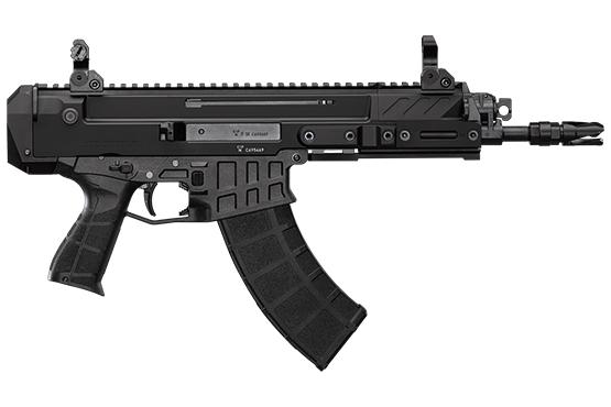 Photorealistic 8K studio hero shot of exact CZ BREN 2 MS Pistol shown in reference, centered on seamless white background, black ARCOR finish, 8-inch barrel, Picatinny rail, combat sights, premium even lighting, sharp focus, no text or logos