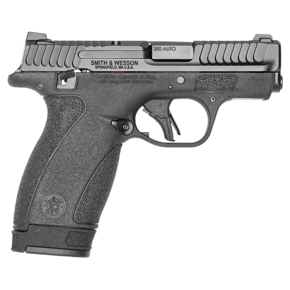 Photorealistic 8K studio hero shot of the Smith & Wesson M&P Bodyguard 2.0 handgun centered on seamless white background, matte black finish, 2.75 inch barrel visible, clean premium lighting, no text or logos