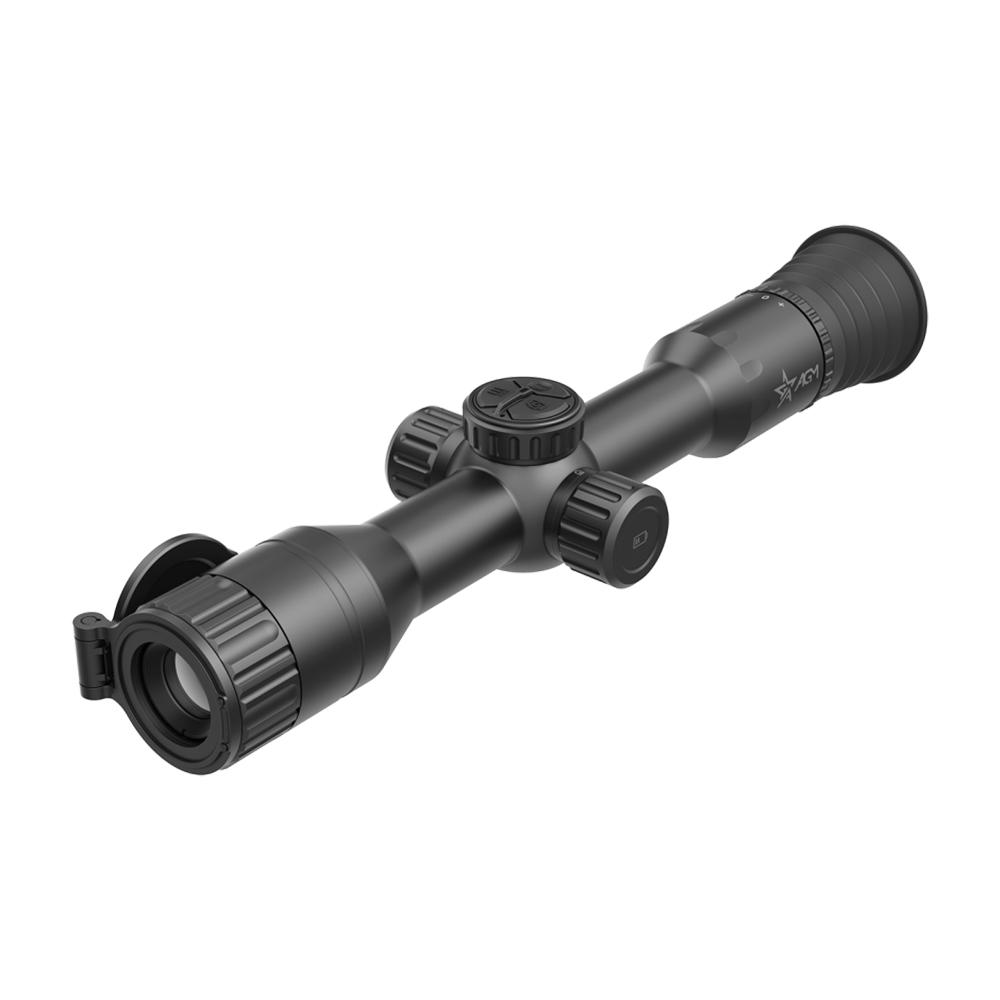 Photorealistic 8K studio product shot of the AGM Spectrum 4K Mini Night Vision Scope in matte black, centered on seamless white background, clean professional lighting, conversion-grade e-commerce photography